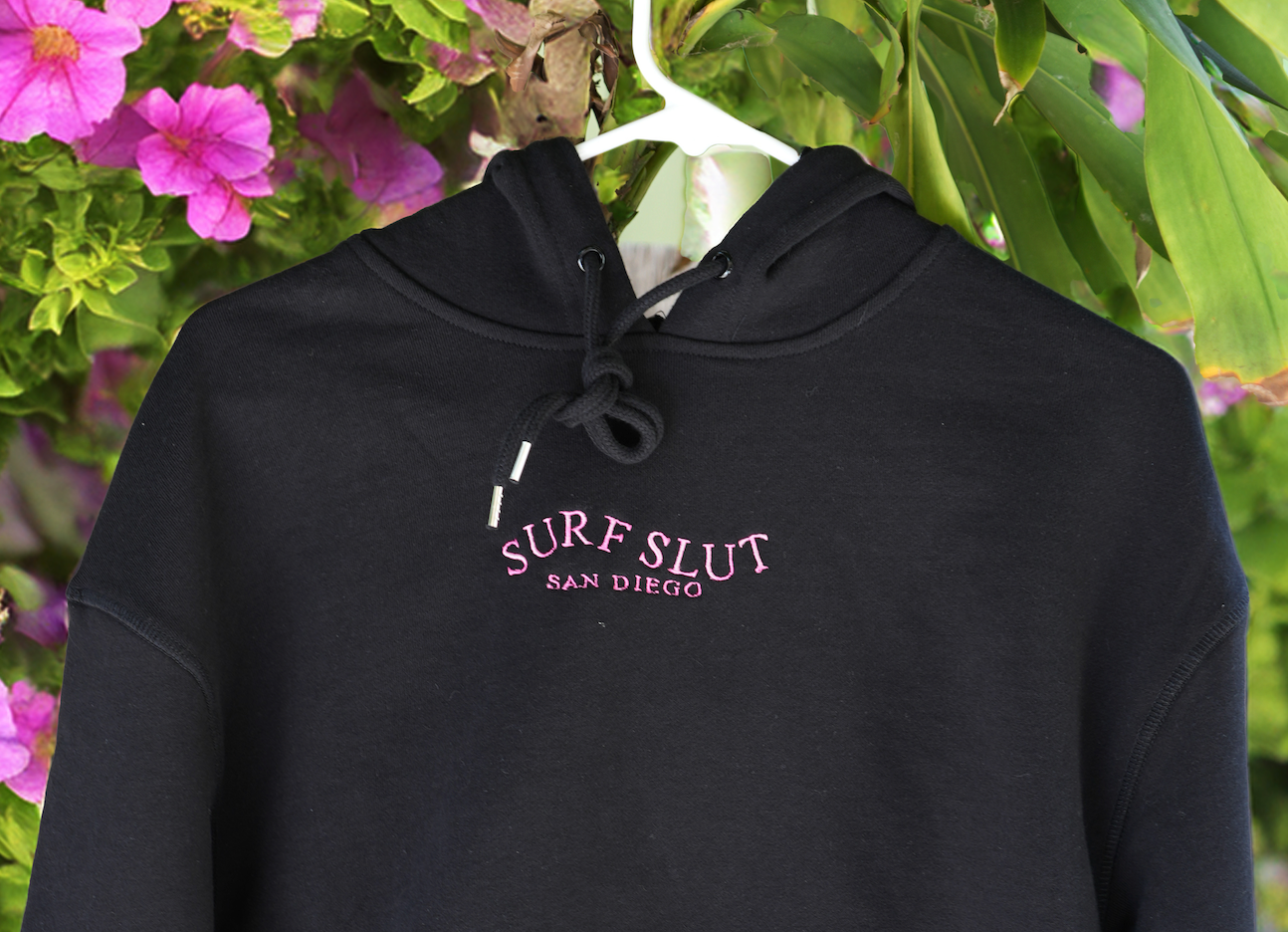 SURF SLUT Embroidered Cropped Hoodie